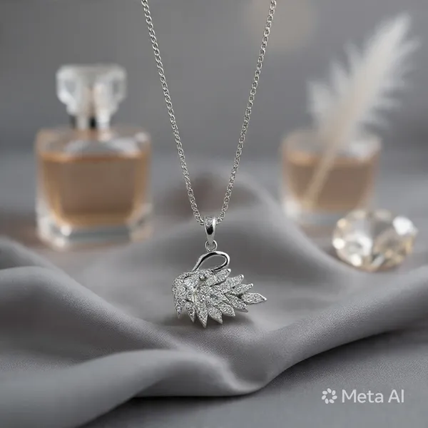 White_Rhodium_Sterling_Silver_Swan_Pendant_Necklace_For_Women