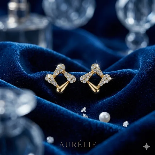 Yellow_Gold_Sterling_Silver_Diamond_Shape_Stud_Earrings_For_Women