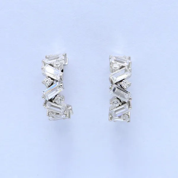 White_Rhodium_Sterling_Silver_Baguette_Zigzag_Hoop_Earrings_For_Women