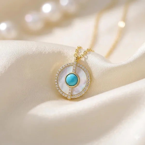 Yellow_Gold_Sterling_Silver_Turquoise_Stone_Pendant_Necklace_For_Women