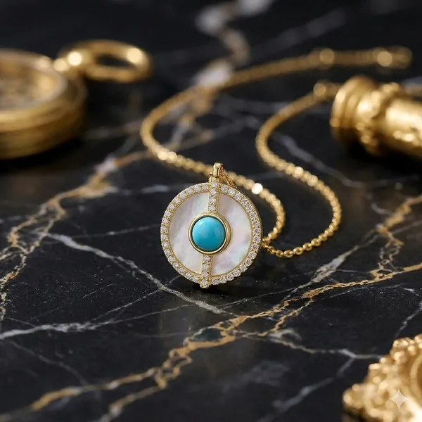 Yellow_Gold_Sterling_Silver_Turquoise_Stone_Pendant_Necklace_For_Women