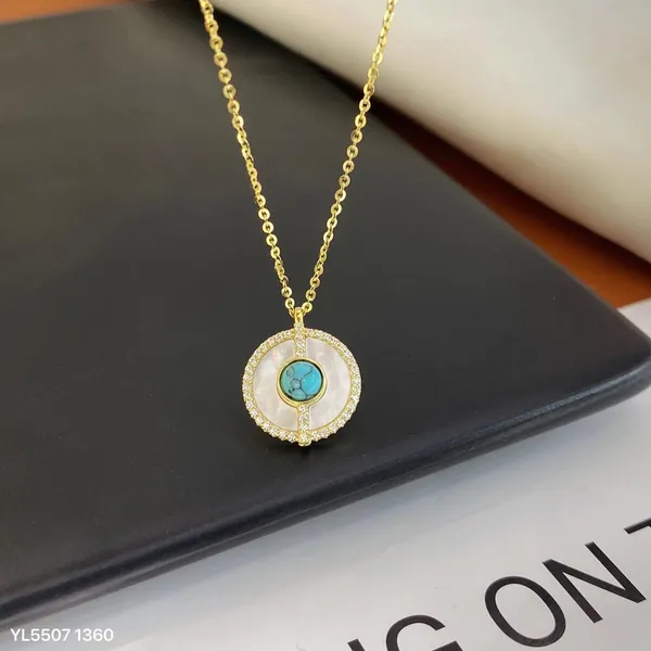 Yellow_Gold_Sterling_Silver_Turquoise_Stone_Pendant_Necklace_For_Women