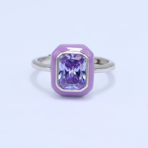 White_Sterling_Silver_Purple_Resin_Rectangular_Ring_For_Women