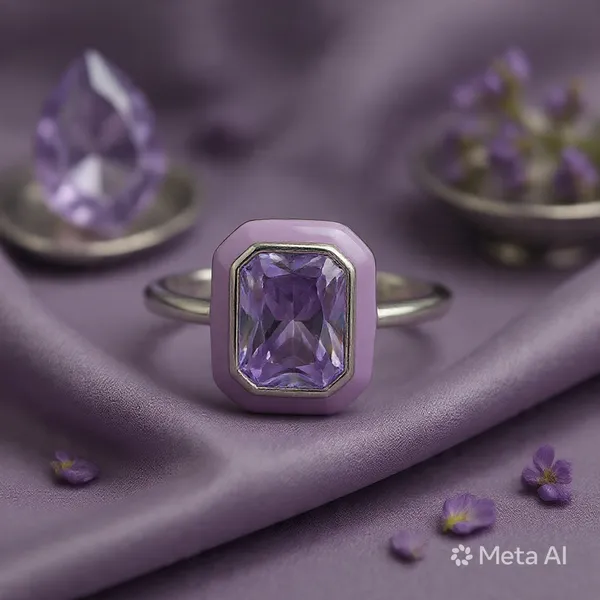 White_Sterling_Silver_Purple_Resin_Rectangular_Ring_For_Women