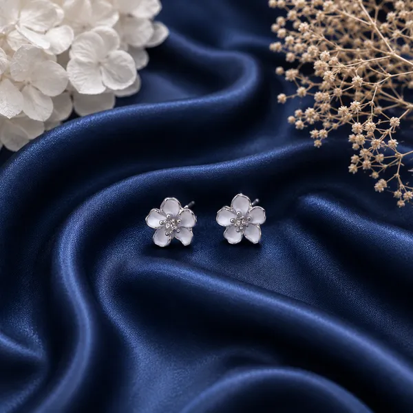 White_Sterling_Silver_Floral_Enamel_Stud_Earrings_For_Women