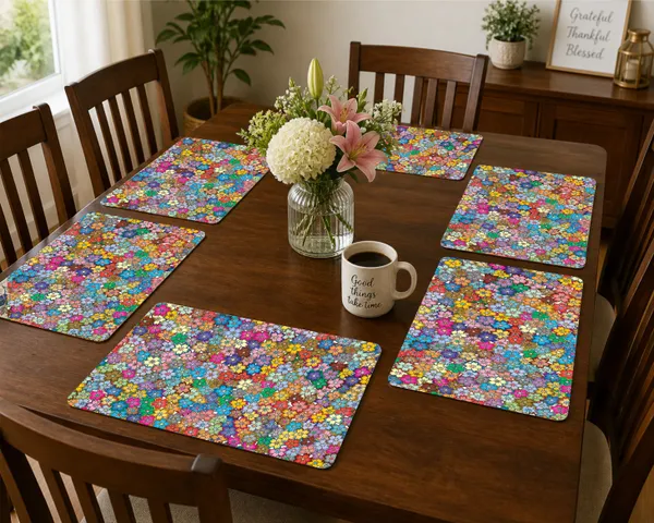 Plastic_Dining_Multicolor_Floral_Print_Table_Mat_Set_Of_6