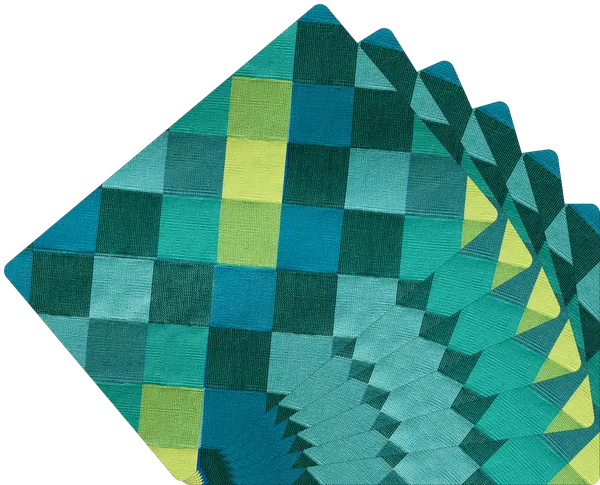 Plastic_Modern_Teal_Green_Geometric_Checkered_Table_Mat_Set_Of_6