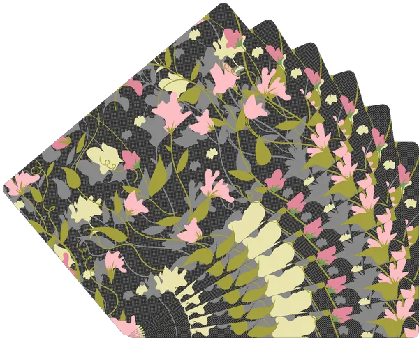 Plastic_Dining_Grey_And_Pink_Floral_Print_Table_Mat_Set_Of_6