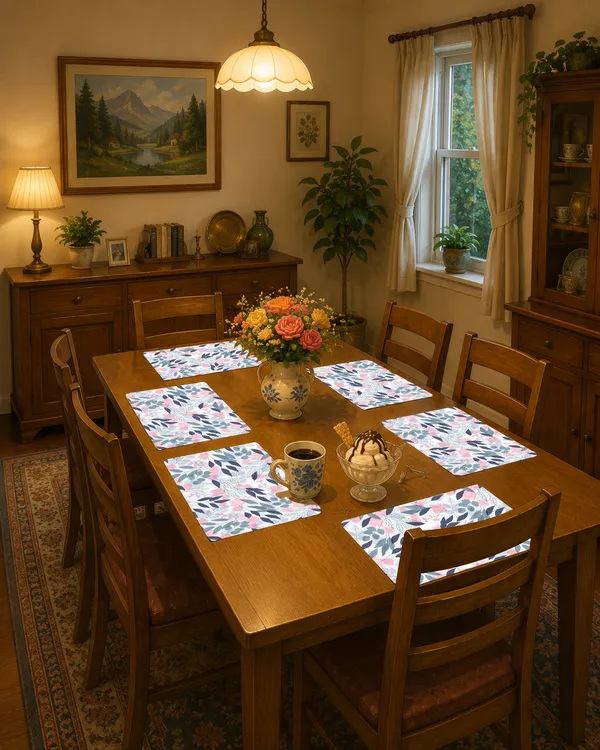 Plastic_Dining_Pink_And_White_Botanical_Floral_Print_Table_Mat_Set_Of_6
