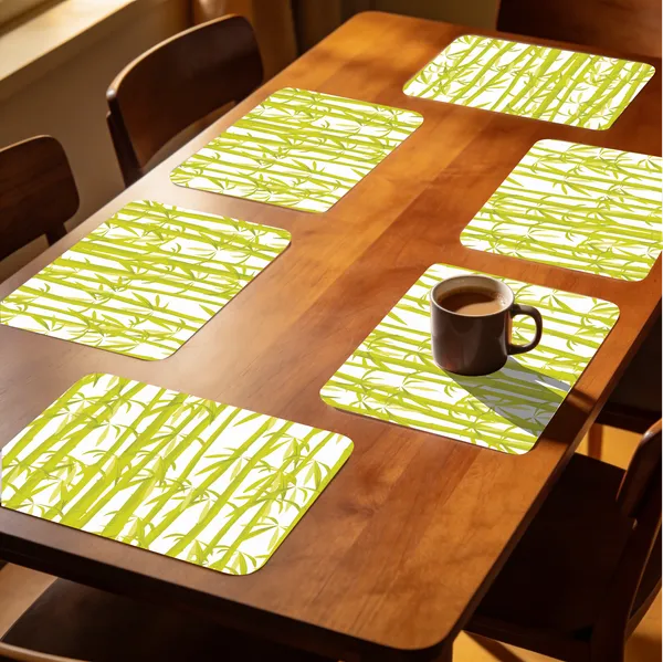 Green_And_White_Plastic_Zen_Bamboo_Forest_Print_Table_Mat_Set_Of_6