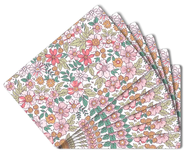 Plastic_Dining_Pink_And_Green_Blossom_Floral_Print_Place_Mat_Set_Of_6