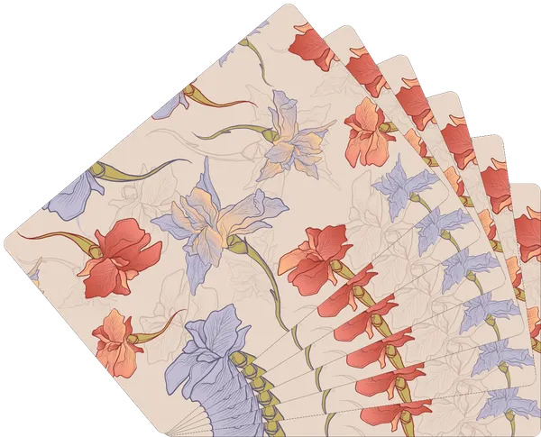 Plastic_Dining_Floral_Print_Table_Mat_Set_Of_6