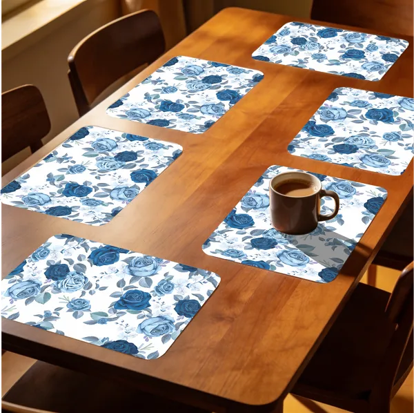 White_And_Blue_Plastic_Dining_Mandala_Floral_Print_Table_Mat_Set_Of_6