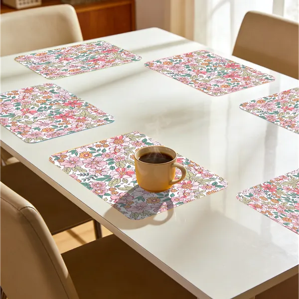 Plastic_Dining_Pink_And_Green_Blossom_Floral_Print_Place_Mat_Set_Of_6