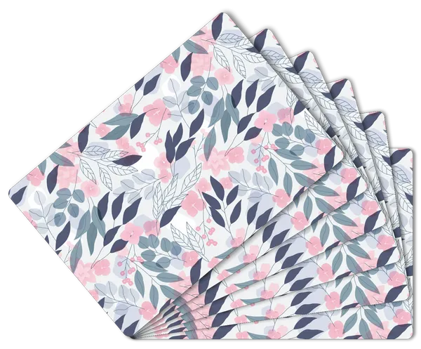 Plastic_Dining_Pink_And_White_Botanical_Floral_Print_Table_Mat_Set_Of_6