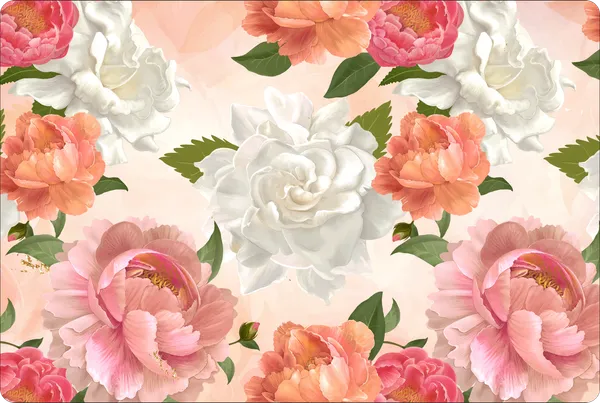 Plastic_Dining_Peony_Floral_Print_Table_Mat_Set_Of_6