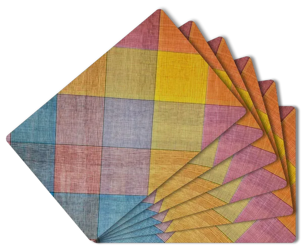 Plastic_Modern_Multicolor_Checkered_Print_Table_Mat_Set_Of_6