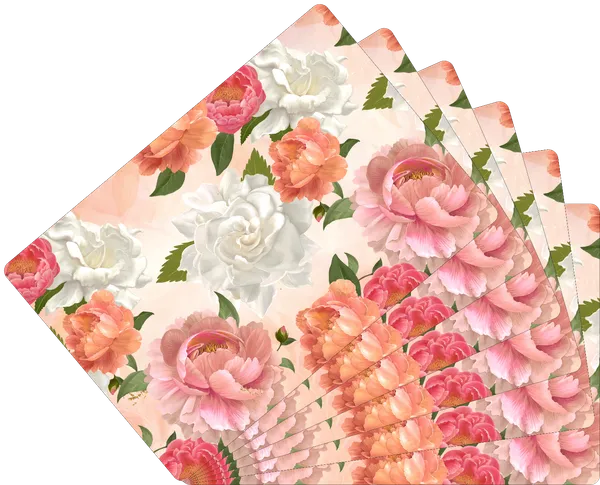 Plastic_Dining_Peony_Floral_Print_Table_Mat_Set_Of_6