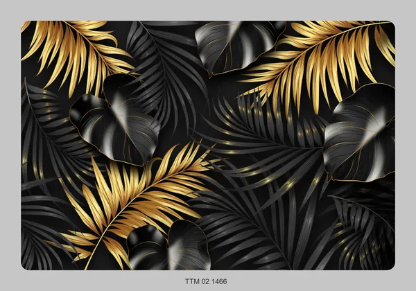 Plastic_Tropical_Black_And_Gold_Palm_Leaf_Print_Table_Mat_Set_Of_6