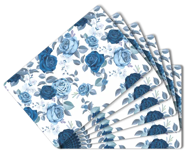 White_And_Blue_Plastic_Dining_Mandala_Floral_Print_Table_Mat_Set_Of_6