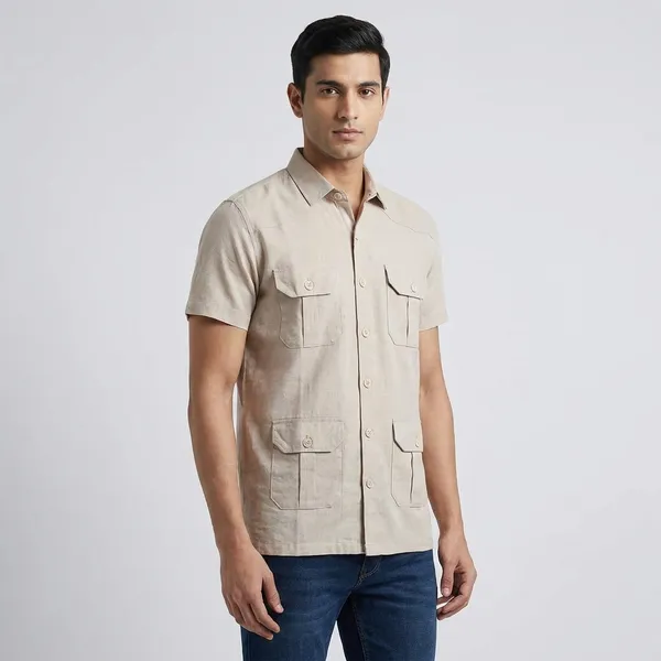 Beige_Cotton_Safari_Shirt_With_Four_Front_Pockets_And_Short_Sleeves_For_Men