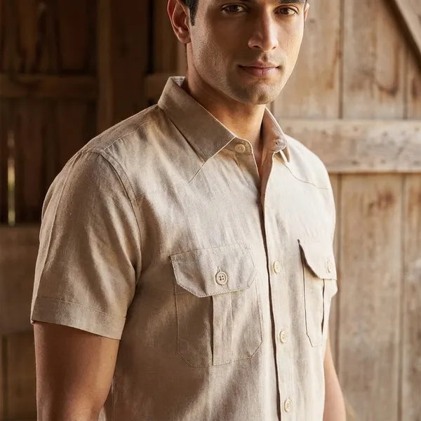 Beige_Cotton_Safari_Shirt_With_Four_Front_Pockets_And_Short_Sleeves_For_Men