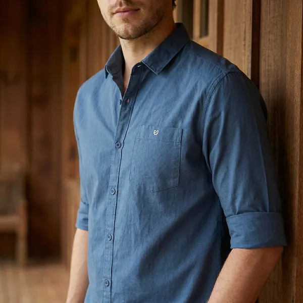 Blue_Cotton_Button-Down_Casual_Shirt_With_Rolled_Sleeves_For_Men