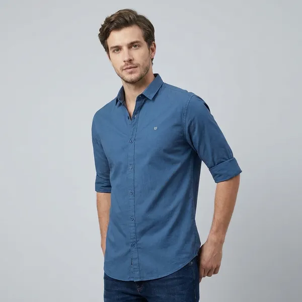 Blue_Cotton_Button-Down_Casual_Shirt_With_Rolled_Sleeves_For_Men
