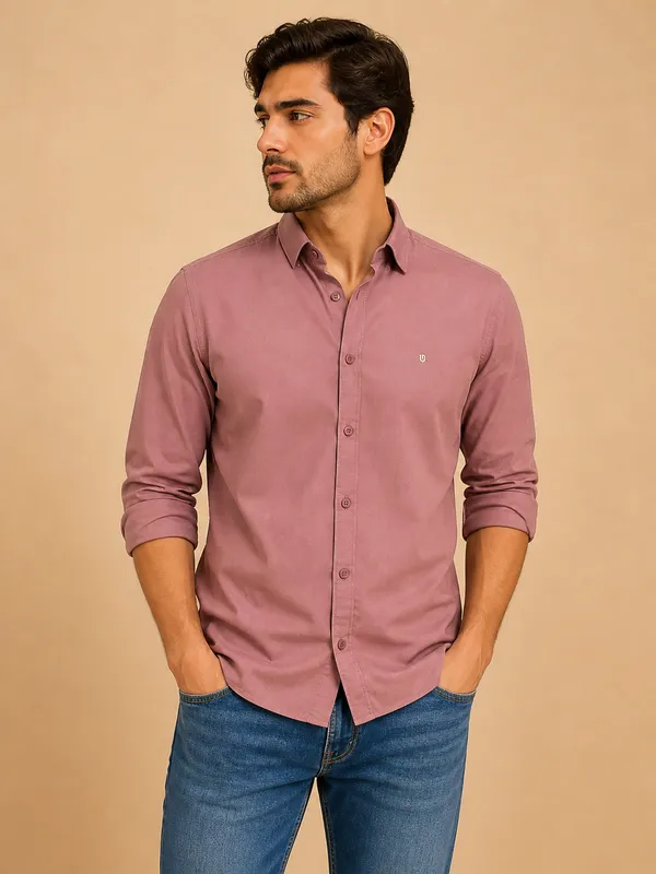 Dusty_Pink_Cotton_Shirt_For_Men