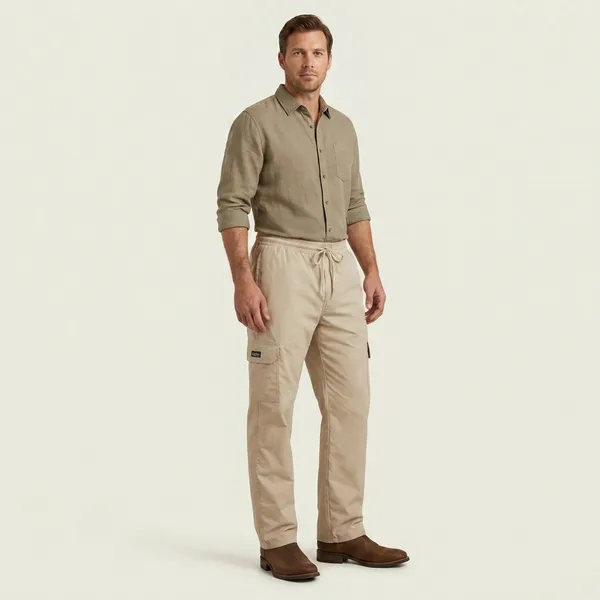 Beige_Cotton_Cargo_Pants_For_Men