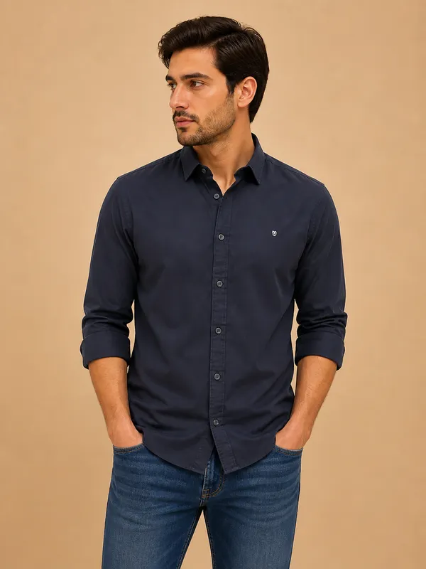 Navy_Blue_Cotton_Shirt_For_Men