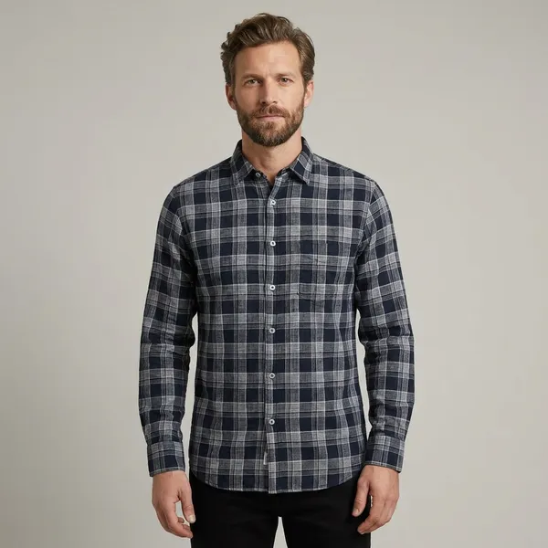 Black_And_Grey_Cotton_Full_Sleeve_Shirt_For_Men