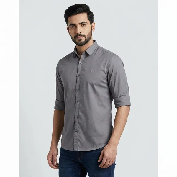 Grey_Cotton_Solid_Casual_Shirt_With_Rolled-Up_Sleeves_For_Men