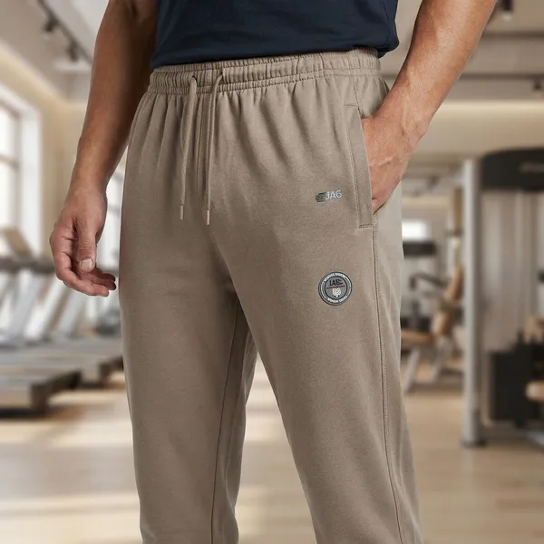 Beige_Cotton_Elastic_Waist_Track_Pants_For_Men
