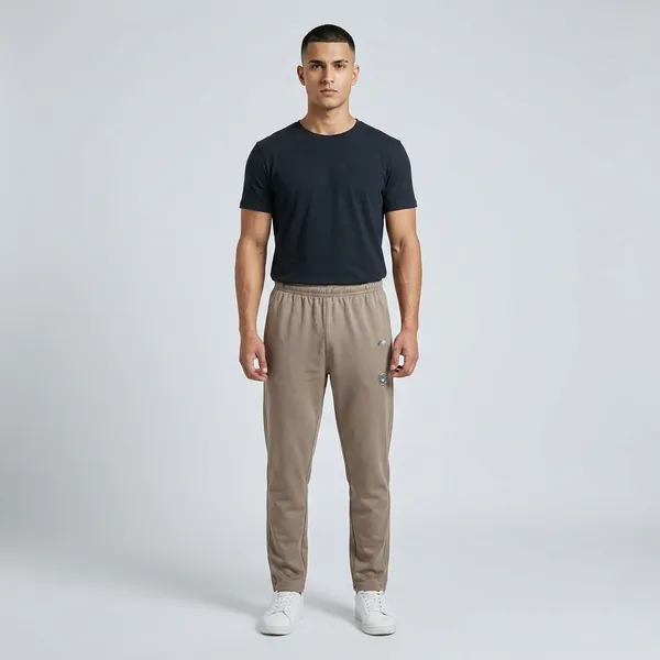 Beige_Cotton_Elastic_Waist_Track_Pants_For_Men
