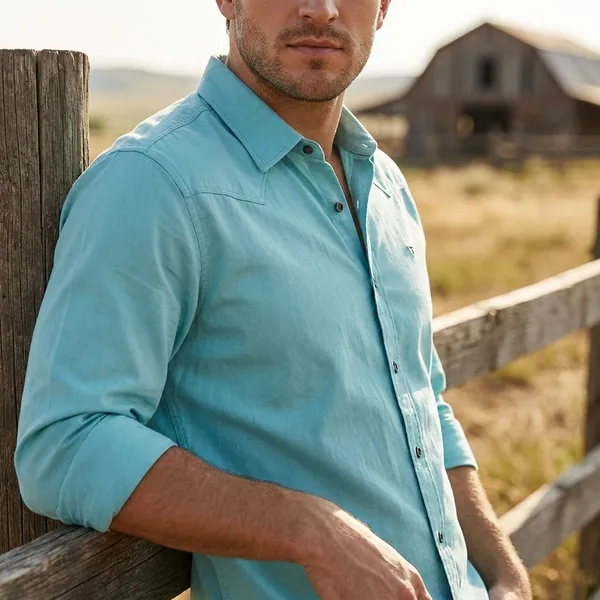 Turquoise_Blue_Cotton_Shirt_For_Men