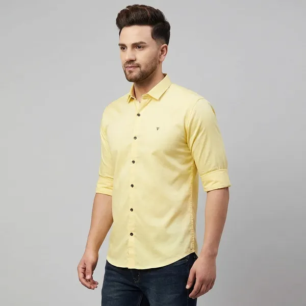 Light_Yellow_Cotton_Casual_Shirt_With_Rolled_Sleeves_For_Men