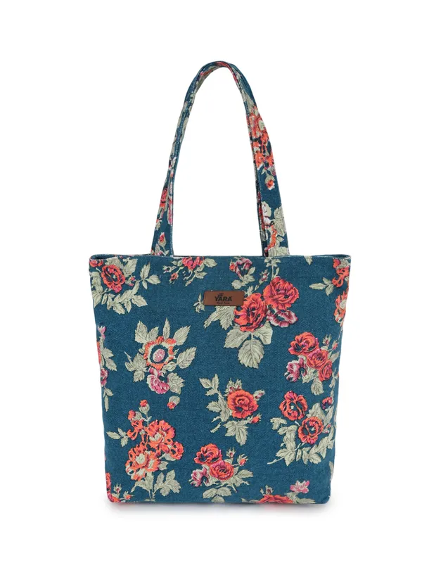 FLORAL_CHIC_(Blue-Red)_Eco_Friendly_Tote_Bag__Blue_With_Red_Roses