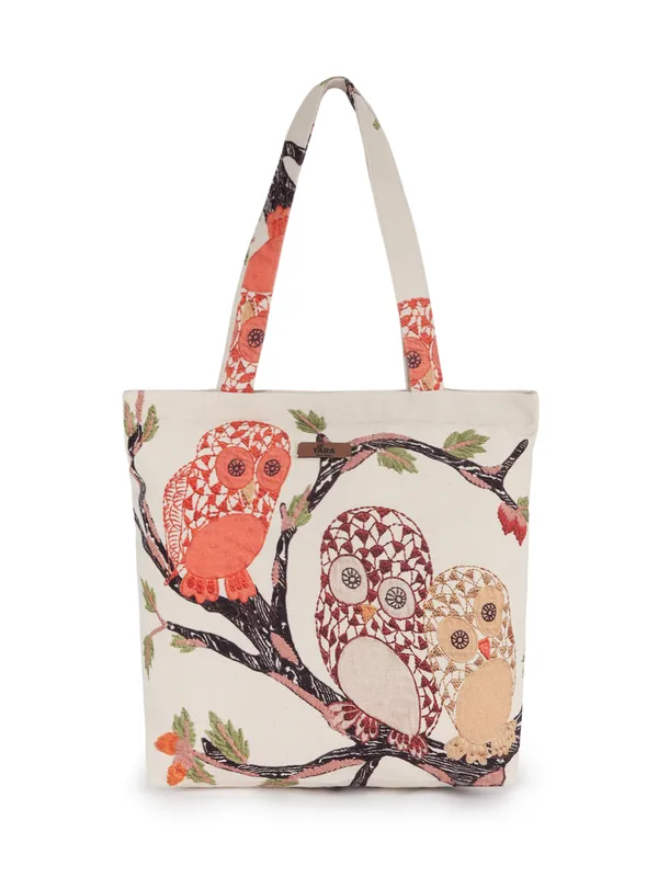 TWIGGY_(Yellow)_Reusable_Canvas_Tote_Bag_With_Owl_Print_Design