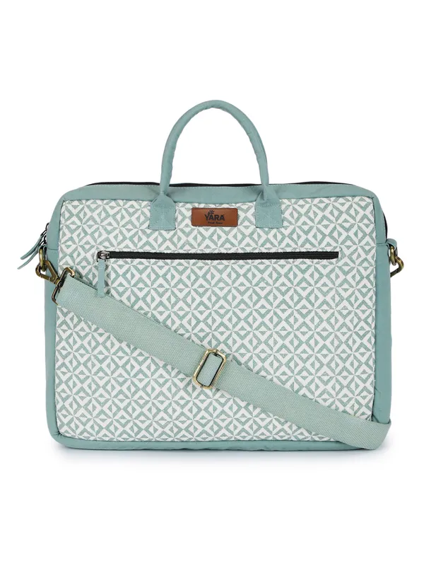 SKY_LATTICE_(Sky)_Laptop_Bag_For_Women__15.6_Inch,_Mint_Green_With_Geometric_Print__[_FITS_UPTO_16_INCH_LAPTOP]