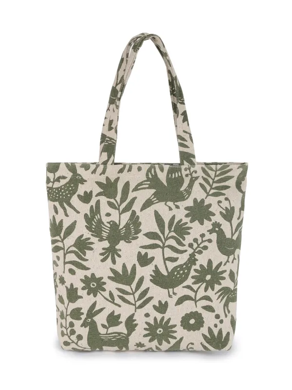 JUNGLE_(Green)Floral_Print_Reusable_Tote_Bag__Green_And_Beige