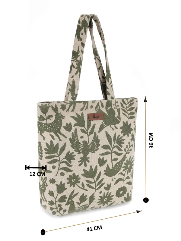 JUNGLE_(Green)Floral_Print_Reusable_Tote_Bag__Green_And_Beige