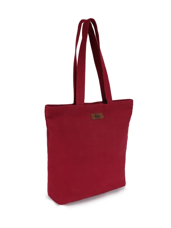 BERRY_(Maroon)_Canvas_Tote_Bag_With_Inner_Zipper_Pocket