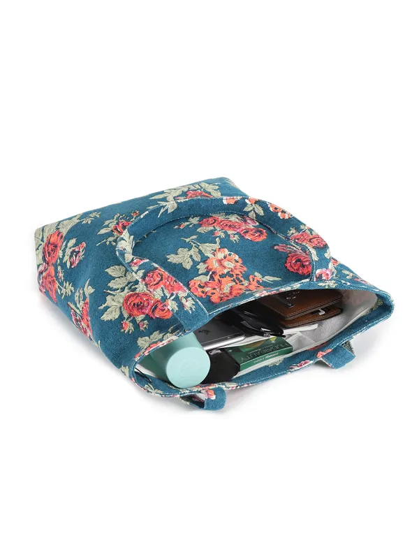 FLORAL_CHIC_(Blue-Red)_Eco_Friendly_Tote_Bag__Blue_With_Red_Roses