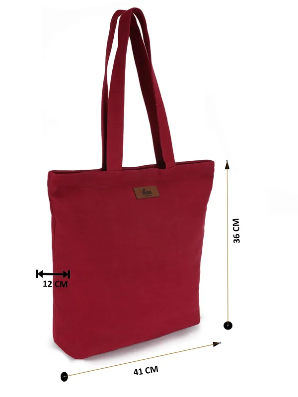 BERRY_(Maroon)_Canvas_Tote_Bag_With_Inner_Zipper_Pocket