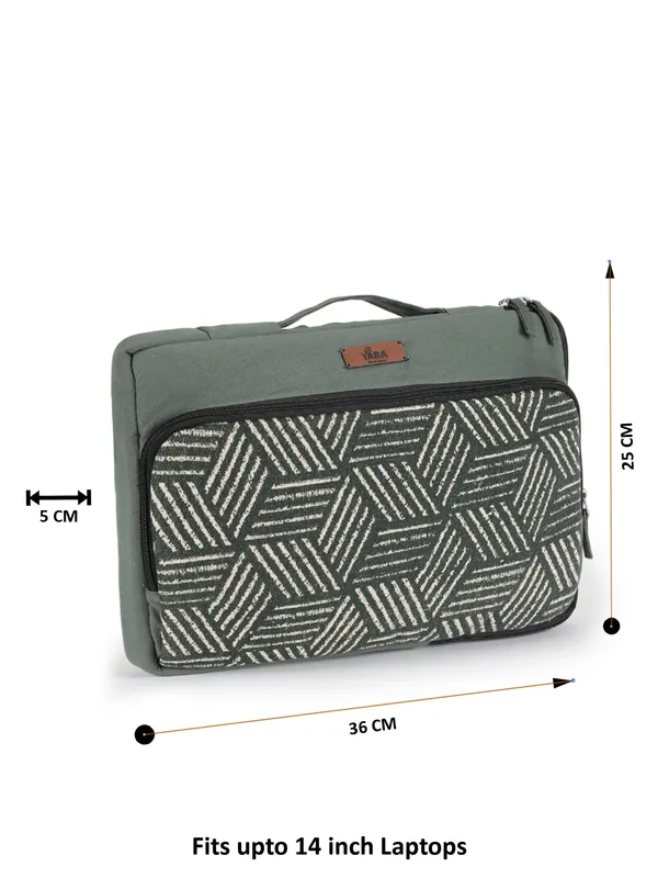 GREEN_GRID_(Green)_Laptop_Sleeve_With_Geometric_Pattern__Fits_Up_To_14_Inch_Laptops