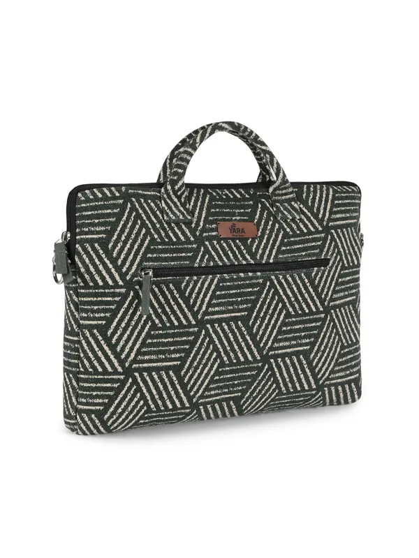 FOREST_CUBE_GREEN_GRID_(Green)__Laptop_Messenger_With_Adjustable_Strap__Black_And_White_[_FITS_UPTO_14_INCH_TABLET,_MACBOOK,_LAPTOP_AND_DIARY]