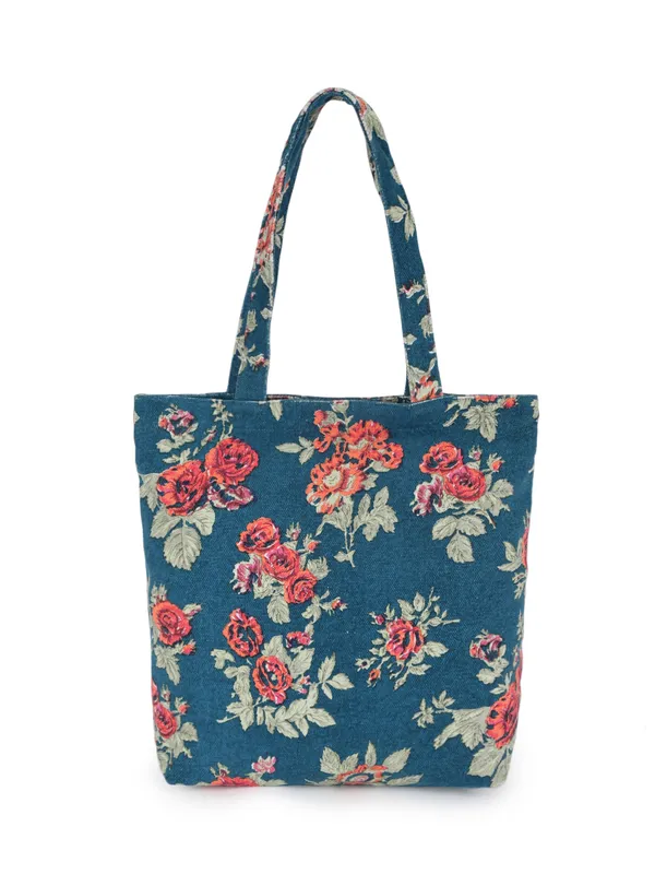 FLORAL_CHIC_(Blue-Red)_Eco_Friendly_Tote_Bag__Blue_With_Red_Roses