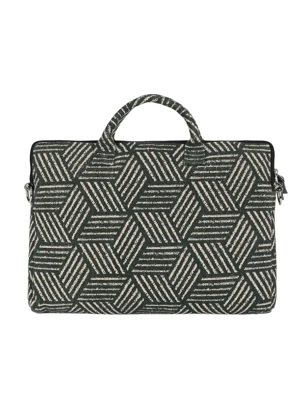 FOREST_CUBE_GREEN_GRID_(Green)__Laptop_Messenger_With_Adjustable_Strap__Black_And_White_[_FITS_UPTO_14_INCH_TABLET,_MACBOOK,_LAPTOP_AND_DIARY]