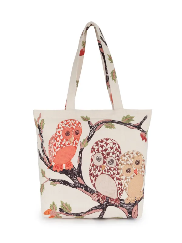 TWIGGY_(Yellow)_Reusable_Canvas_Tote_Bag_With_Owl_Print_Design